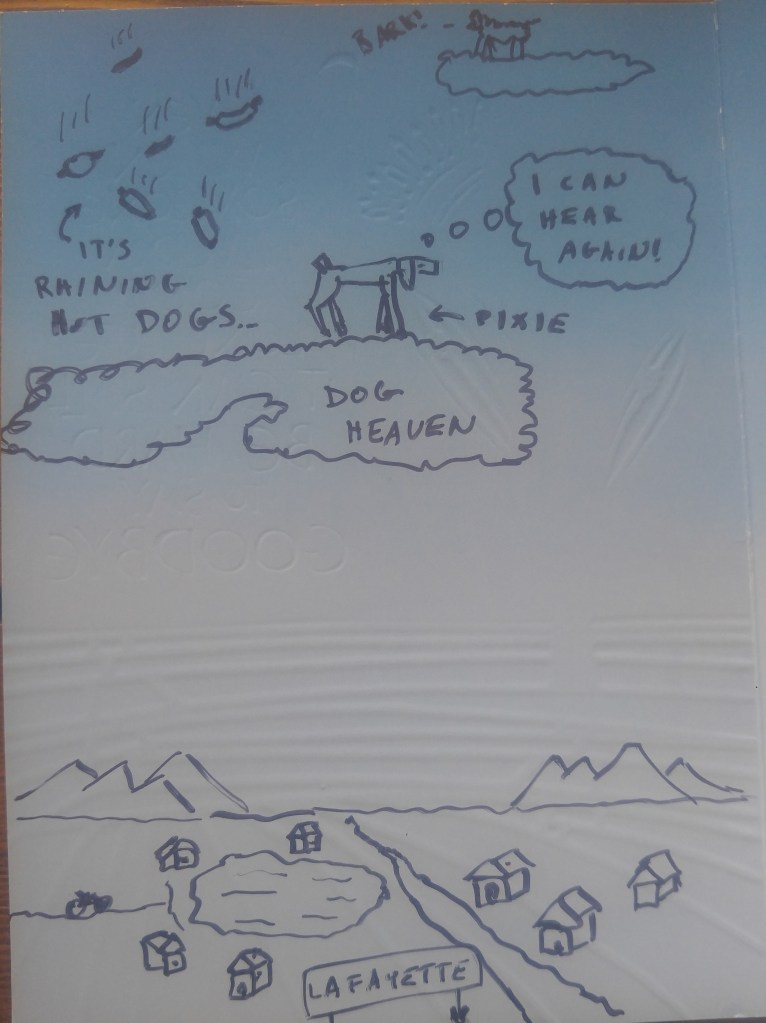 Cartoon of dog on cloud